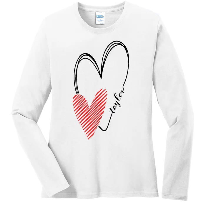 Taylor First Name I Love Taylor Girl With Heart Ladies Long Sleeve Shirt