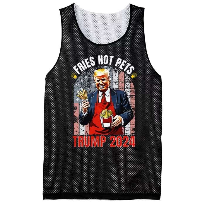 Trump Fries Not Pets 2024 Makes Fries Great Again Funny Don Mesh Reversible Basketball Jersey Tank