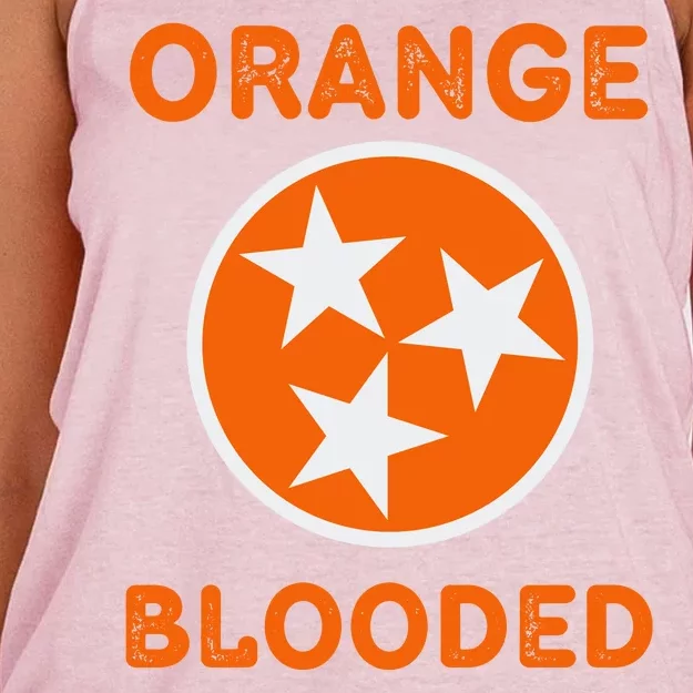 Tennessee Fan Orange Blooded Vol Sports Fan State Flag TN Women's Knotted Racerback Tank