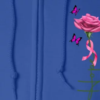 The Flower Of Hope Butterfly Breast Cancer Funny Gift Full Zip Hoodie