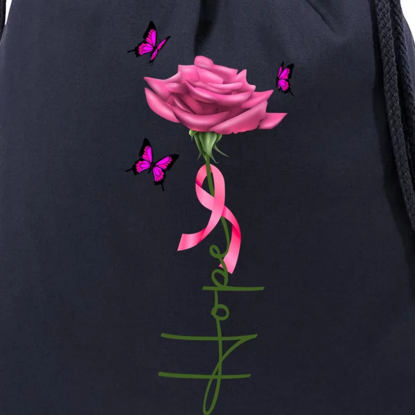 The Flower Of Hope Butterfly Breast Cancer Funny Gift Drawstring Bag