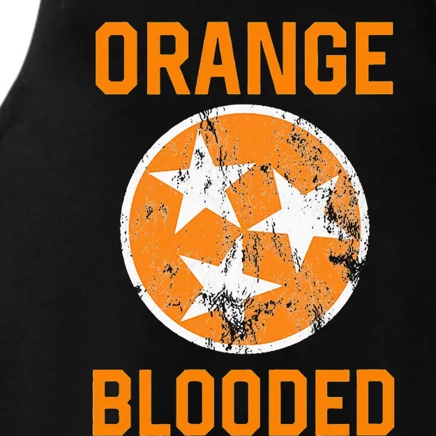 Tennessee Fan Orange Blooded Vol Sports Fan State Flag TN Ladies Tri-Blend Wicking Tank