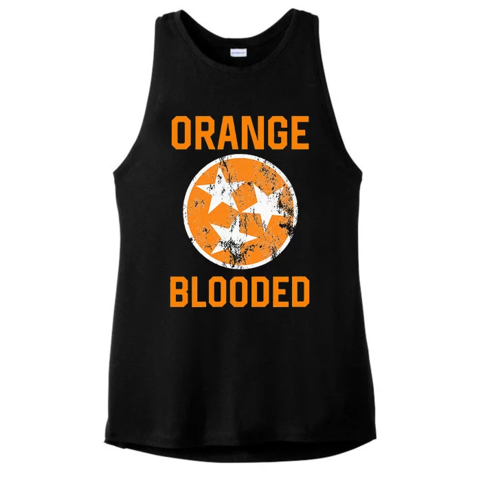 Tennessee Fan Orange Blooded Vol Sports Fan State Flag TN Ladies Tri-Blend Wicking Tank