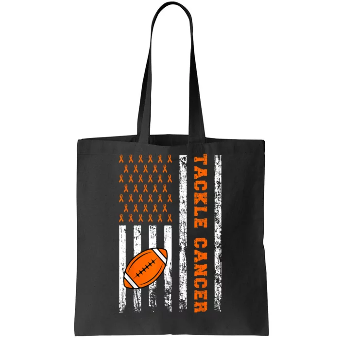 Tackle Football Orange Ribbon Leukemia Cancer Awareness Tote Bag