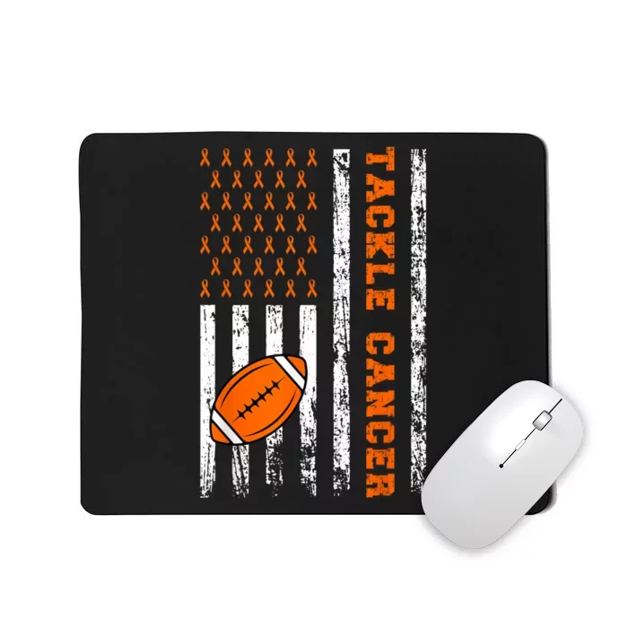 Tackle Football Orange Ribbon Leukemia Cancer Awareness Mousepad