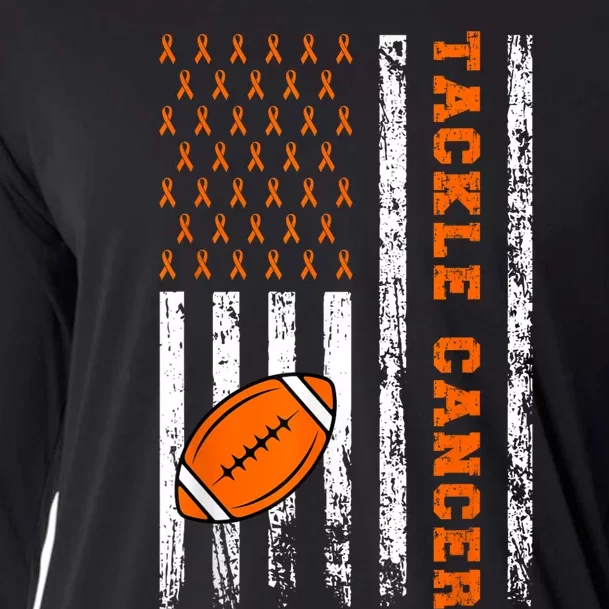 Tackle Football Orange Ribbon Leukemia Cancer Awareness Cooling Performance Long Sleeve Crew