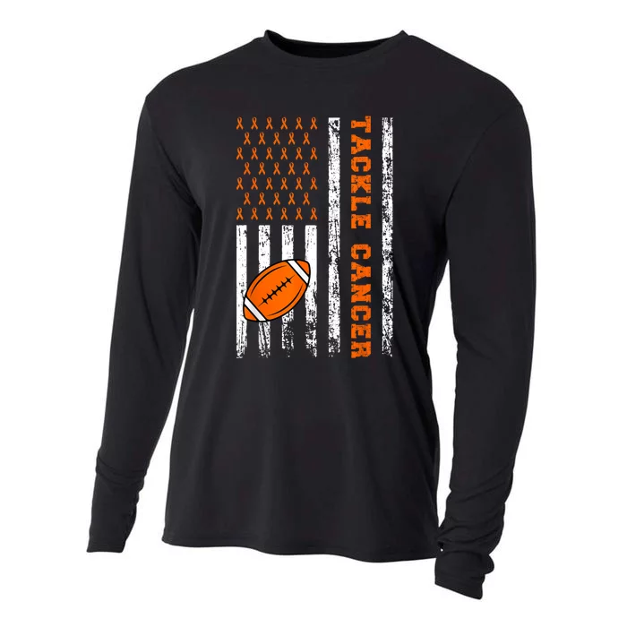 Tackle Football Orange Ribbon Leukemia Cancer Awareness Cooling Performance Long Sleeve Crew