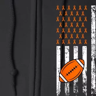 Tackle Football Orange Ribbon Leukemia Cancer Awareness Full Zip Hoodie