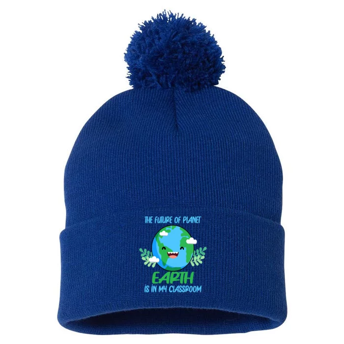 The Future Of Planet Earth Is In My Classroom Earth Day Pom Pom 12in Knit Beanie