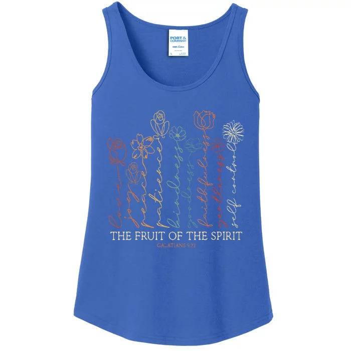 The Fruit Of The Spirit Galatians 522 Floral Christian Ladies Essential Tank