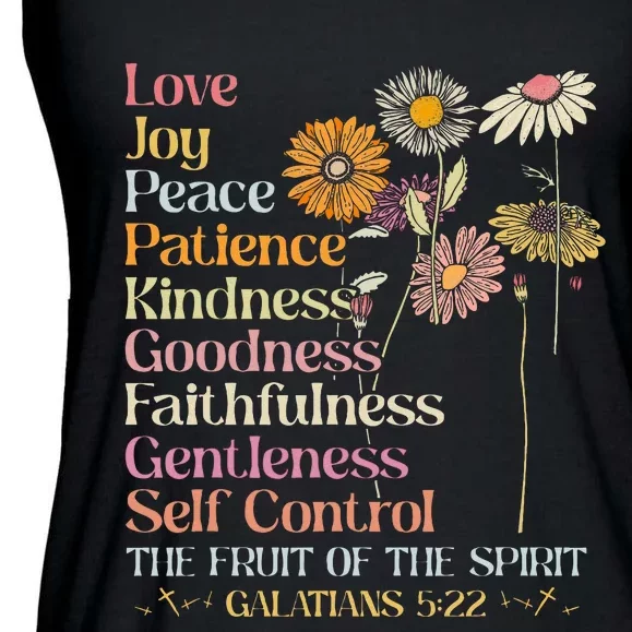 The Fruit Of The Spirit Galatians Christian Cross Jesus 5 22 Ladies Essential Flowy Tank