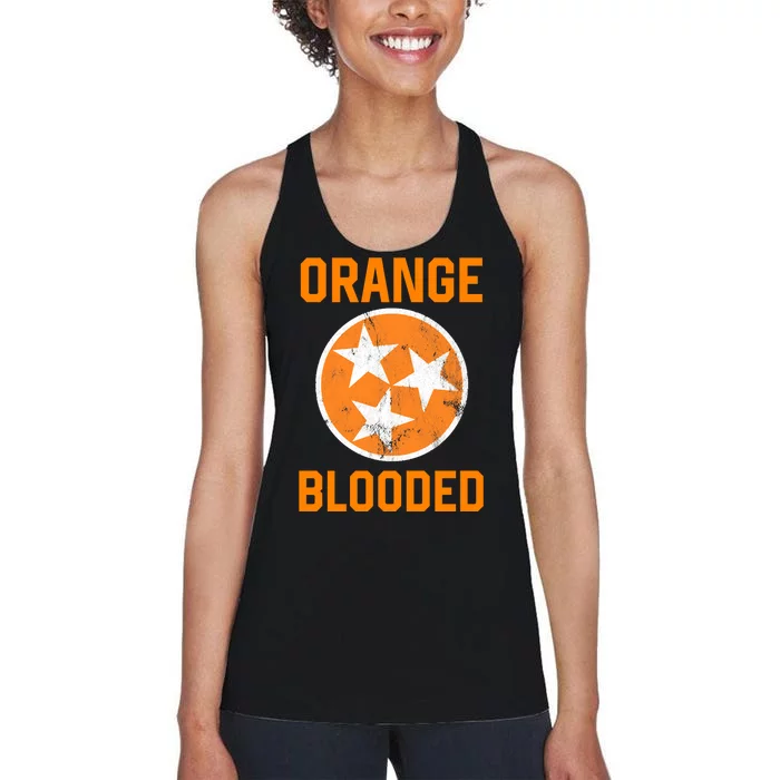 Tennessee Fan Orange Blooded Funny Sports Fan State Flag Tn Women's Racerback Tank