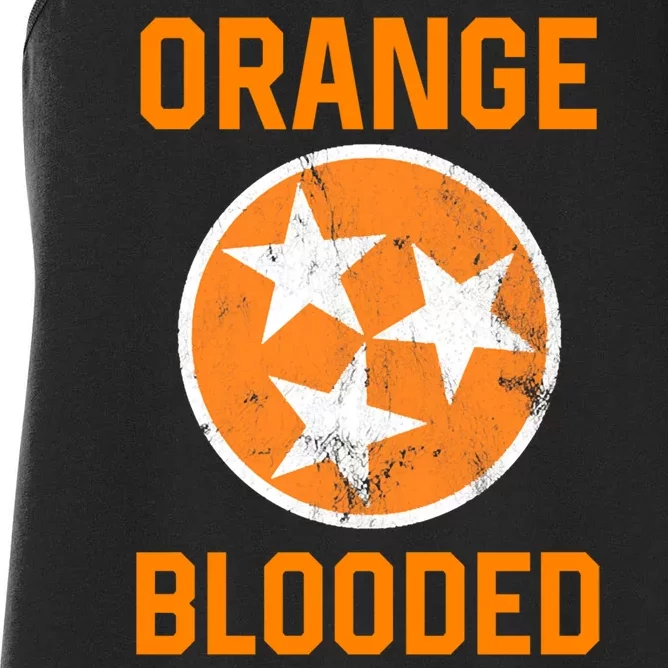 Tennessee Fan Orange Blooded Funny Sports Fan State Flag Tn Women's Racerback Tank