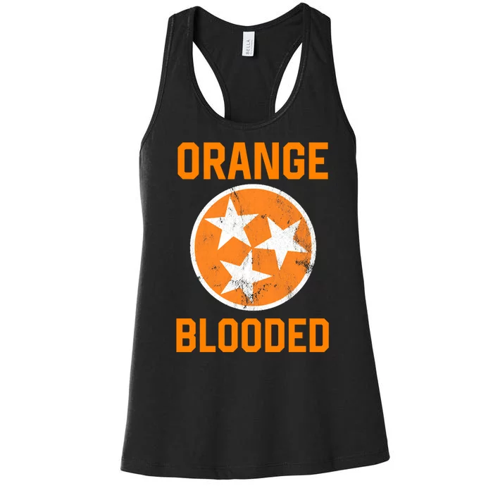 Tennessee Fan Orange Blooded Funny Sports Fan State Flag Tn Women's Racerback Tank