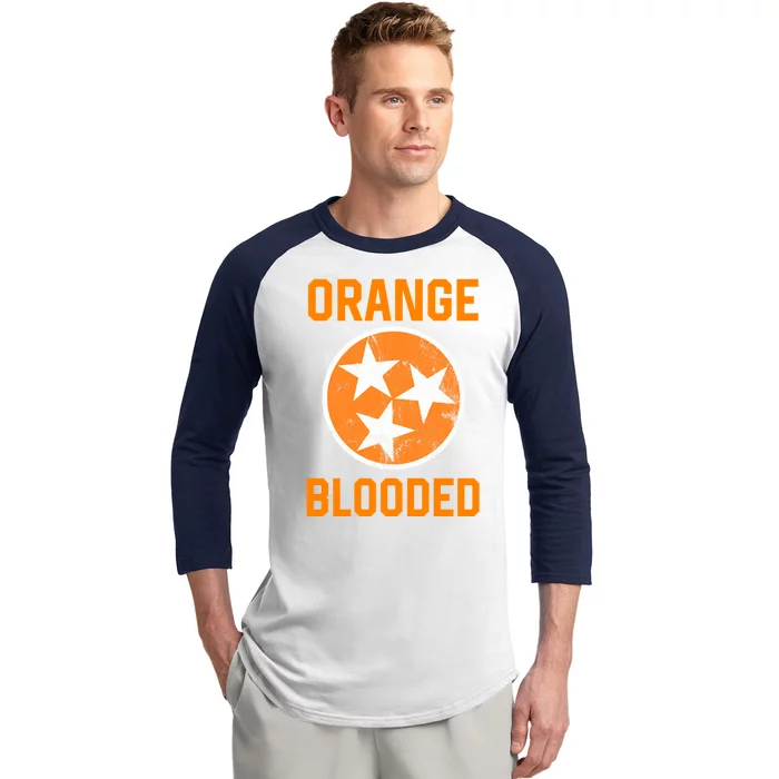 Tennessee Fan Orange Blooded Funny Sports Fan State Flag Tn Baseball Sleeve Shirt