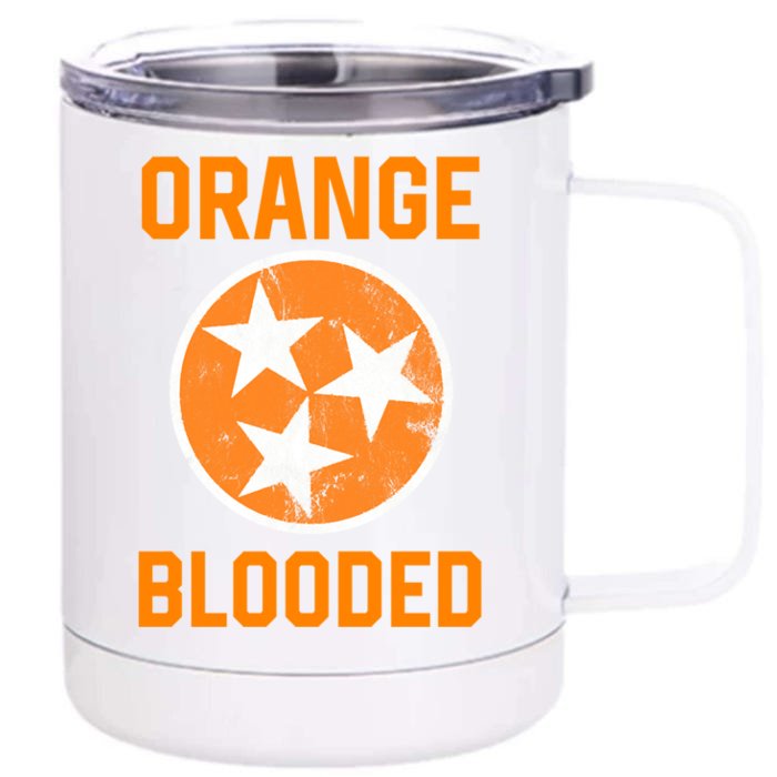 Tennessee Fan Orange Blooded Funny Sports Fan State Flag Tn Front & Back 12oz Stainless Steel Tumbler Cup