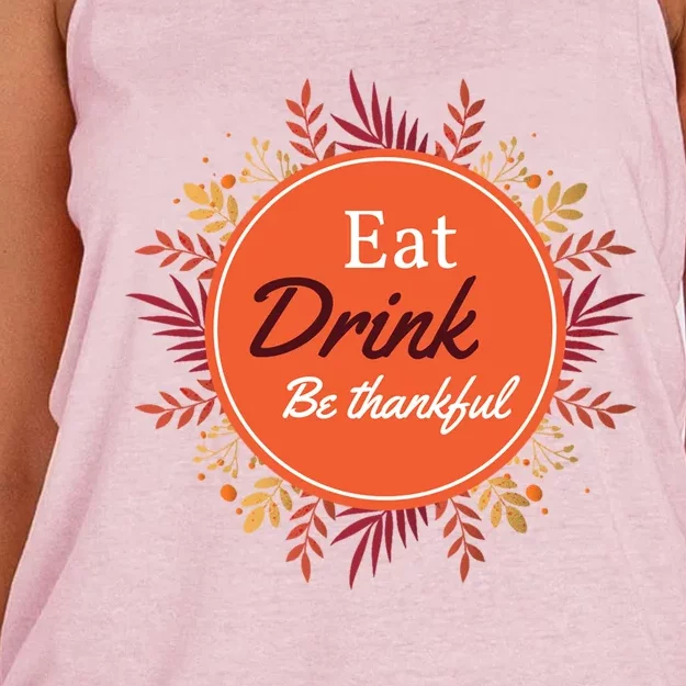 Thanksgiving Fall Outfit Eat And Be Thankful Gift Women's Knotted Racerback Tank