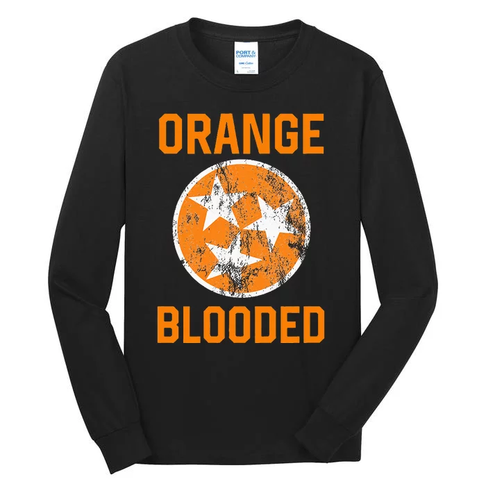 Tennessee Fan Orange Blooded Vol Sports Fan State Flag Tn Tall Long Sleeve T-Shirt