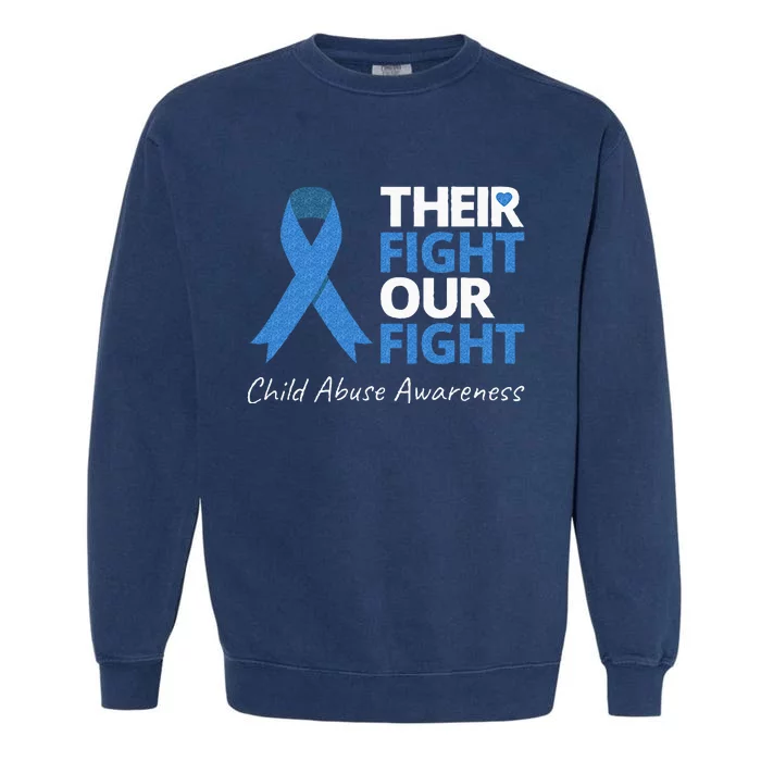 Their Fight Our Fight Child Abuse Awareness Blue Ribbon Garment-Dyed Sweatshirt