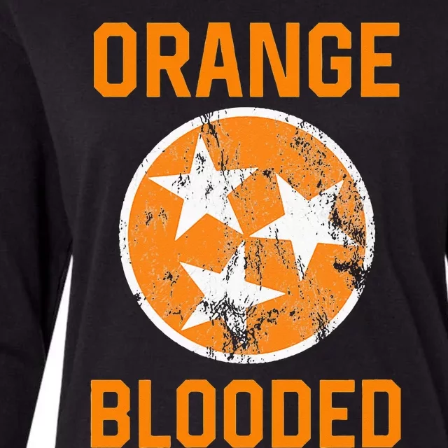 Tennessee Fan Orange Blooded Vol Sports Fan State Flag TN Womens Cotton Relaxed Long Sleeve T-Shirt