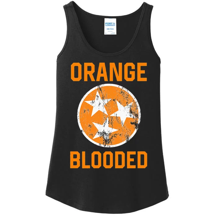 Tennessee Fan Orange Blooded Vol Sports Fan State Flag TN Ladies Essential Tank