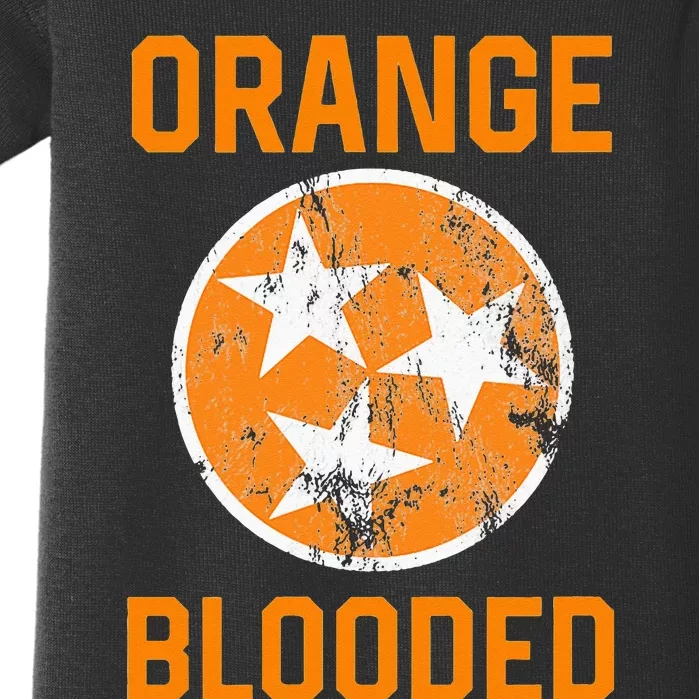 Tennessee Fan Orange Blooded Vol Sports Fan State Flag TN Baby Bodysuit