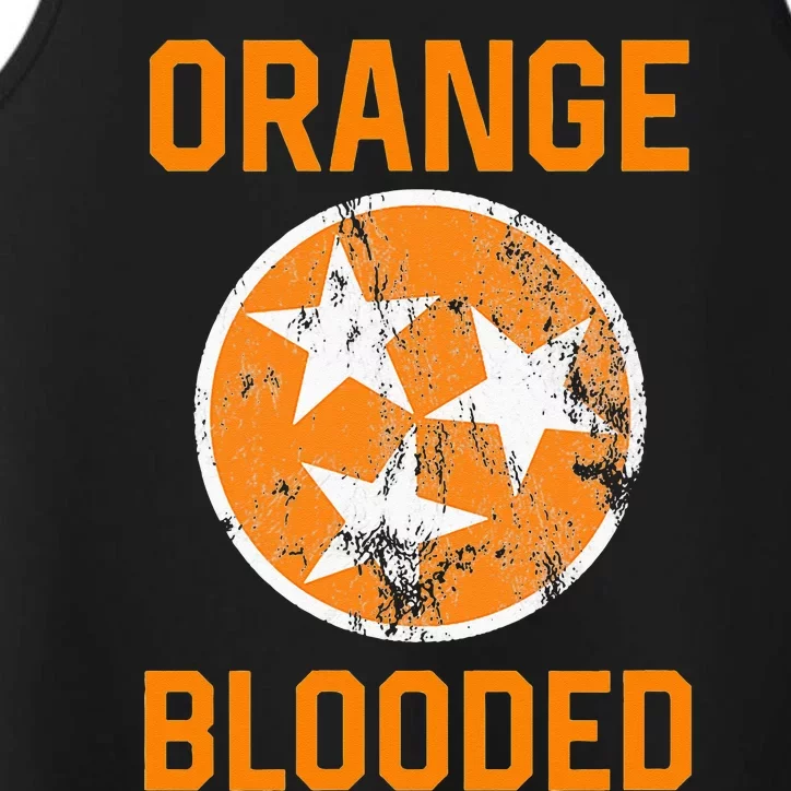 Tennessee Fan Orange Blooded Vol Sports Fan State Flag TN Performance Tank