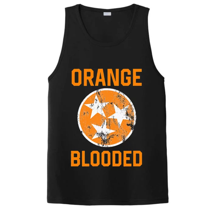 Tennessee Fan Orange Blooded Vol Sports Fan State Flag TN Performance Tank