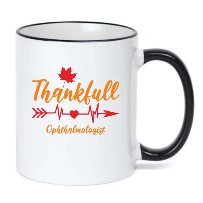 Thanksgiving Fall Ophthalmologist Heartbeat Thankful Doctor Gift Black Color Changing Mug