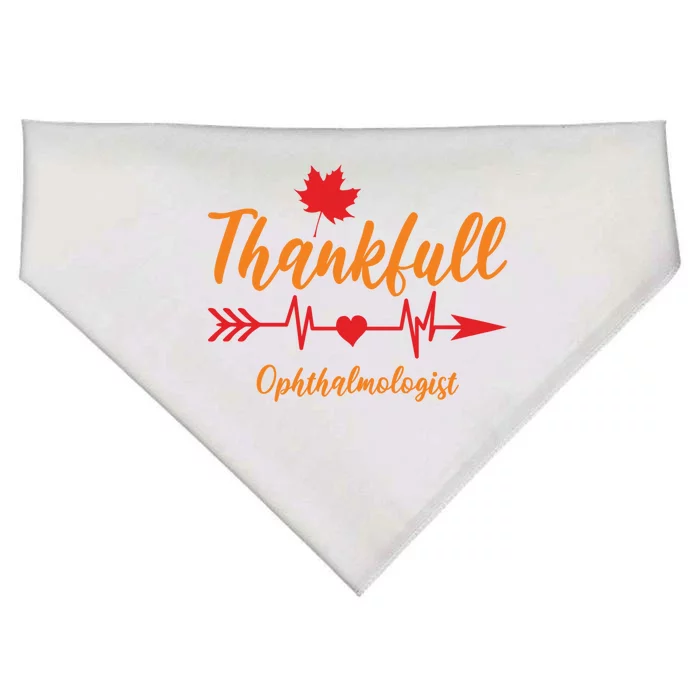 Thanksgiving Fall Ophthalmologist Heartbeat Thankful Doctor Gift USA-Made Doggie Bandana