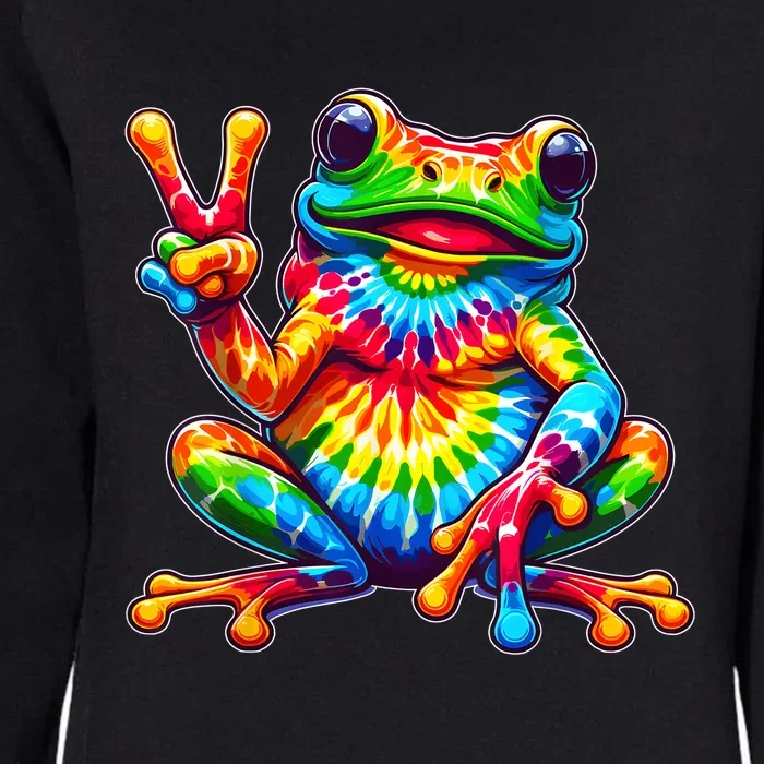 Tiedye Frog Peace Sign Hippie Womens California Wash Sweatshirt