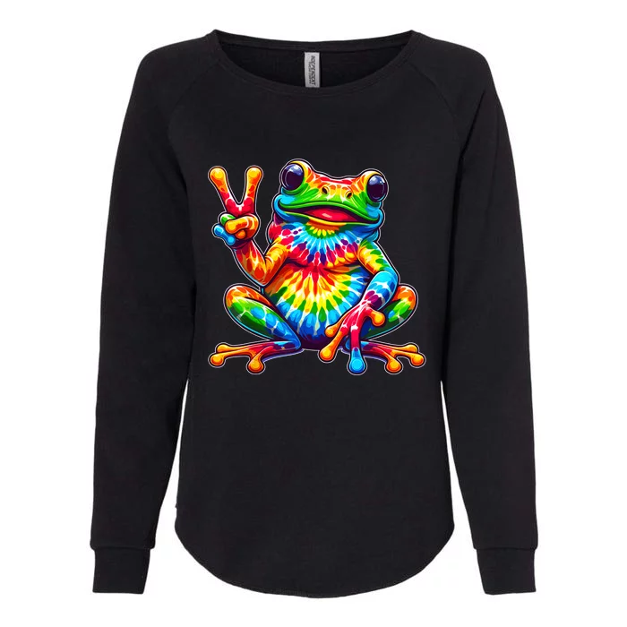 Tiedye Frog Peace Sign Hippie Womens California Wash Sweatshirt