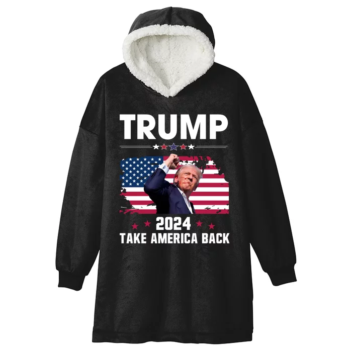 Trump Fist Pump Shot Hooded Wearable Blanket