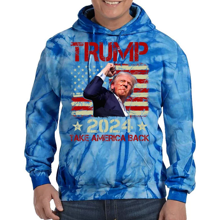 Trump Fist Pump Shot At Trump 2024 Trump Survives Rally Tie Dye Hoodie