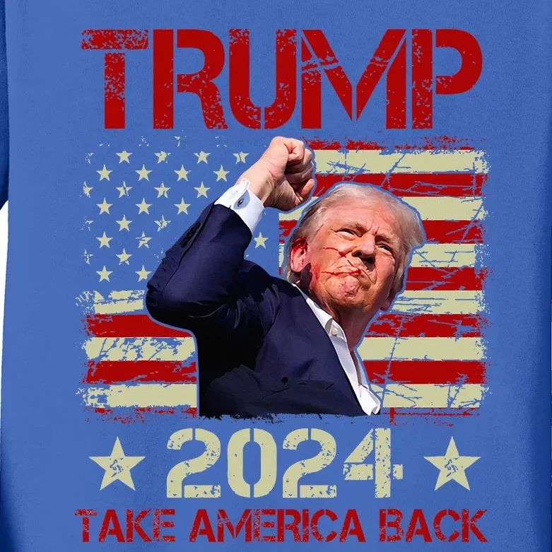 Trump Fist Pump Shot At Trump 2024 Trump Survives Rally Kids Long Sleeve Shirt