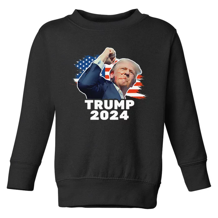 Trump Fist Pump Shot At Trump 2024 Trump Survives Rally Toddler Sweatshirt