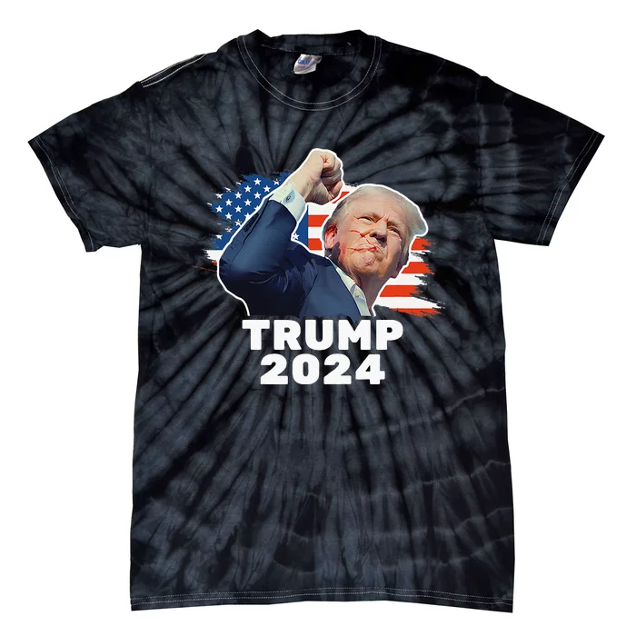 Trump Fist Pump Shot At Trump 2024 Trump Survives Rally Tie-Dye T-Shirt