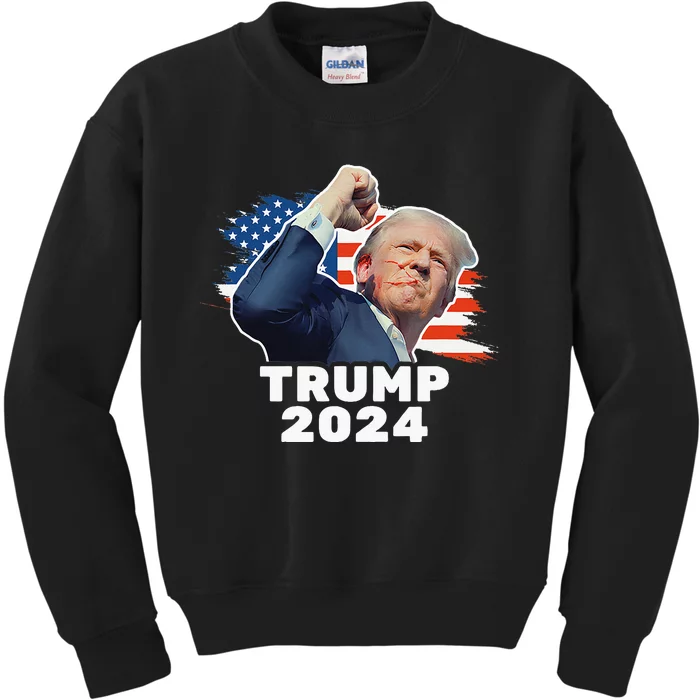 Trump Fist Pump Shot At Trump 2024 Trump Survives Rally Kids Sweatshirt