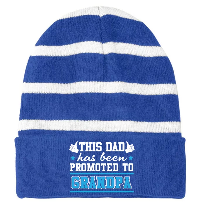 This Father Promoted To Grandpa Gift Striped Beanie with Solid Band