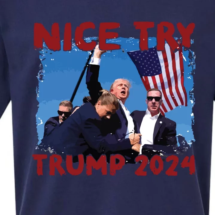 Trump Fist Pump Shot At Nice Try Trump Trump 2024 Trump For President Sueded Cloud Jersey T-Shirt