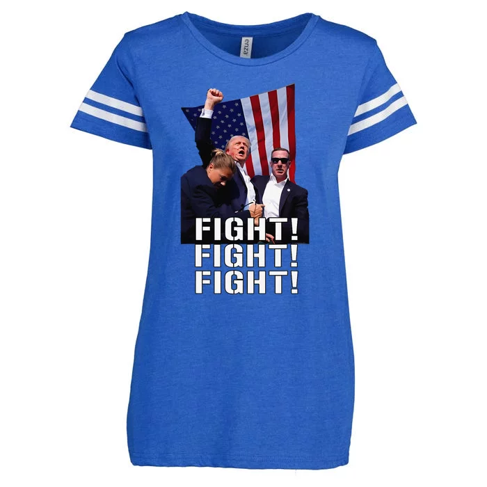 Trump Fist Pumped Fight Pray For Trump America Gift Enza Ladies Jersey Football T-Shirt