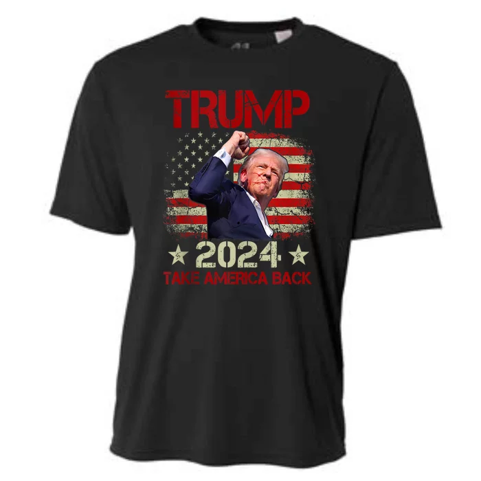 Trump Fist Pump Shot At Trump 2024 Trump Survives Rally Gift Cooling Performance Crew T-Shirt