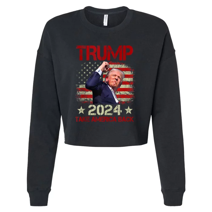 Trump Fist Pump Shot At Trump 2024 Trump Survives Rally Gift Cropped Pullover Crew