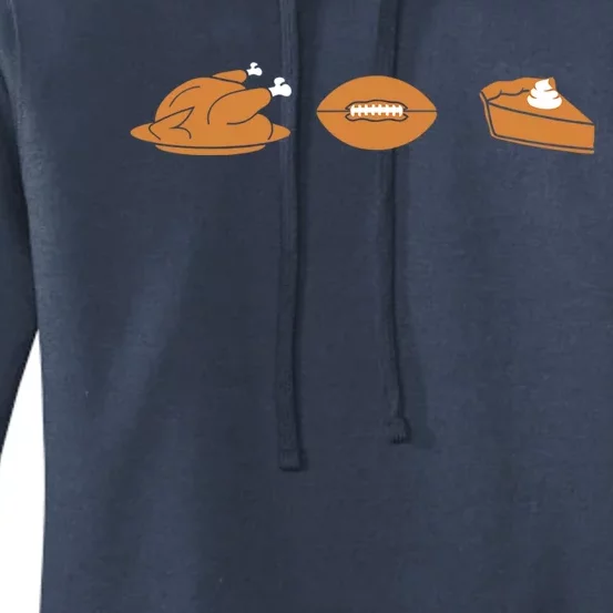 Turkey Football Pie Thanksgiving Cute Gift Women's Pullover Hoodie