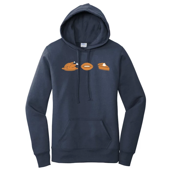 Turkey Football Pie Thanksgiving Cute Gift Women's Pullover Hoodie