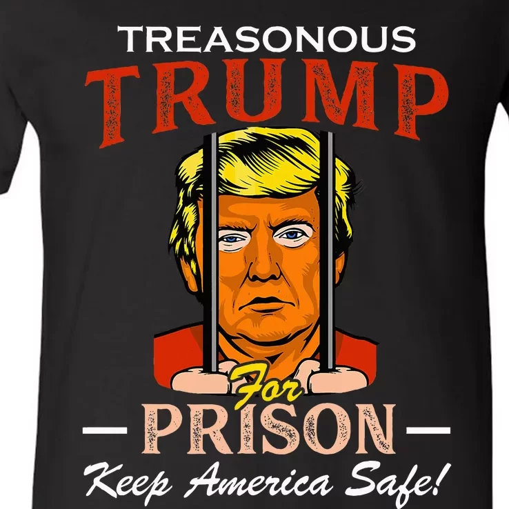 Trump For Prison 2024 Funny Support Trump V-Neck T-Shirt