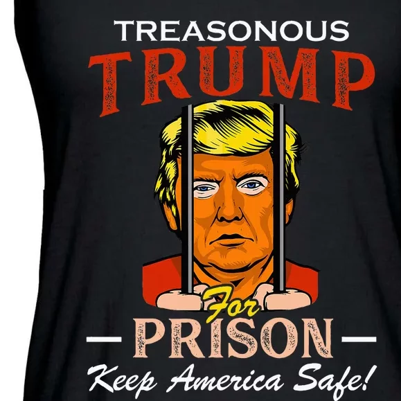 Trump For Prison 2024 Funny Support Trump Ladies Essential Flowy Tank