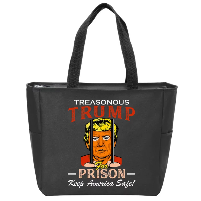 Trump For Prison 2024 Funny Support Trump Zip Tote Bag