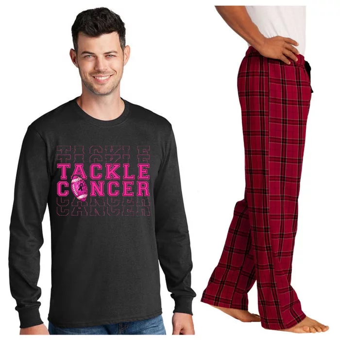 Tackle Football Pink Ribbon Breast Cancer Awareness Long Sleeve Pajama Set