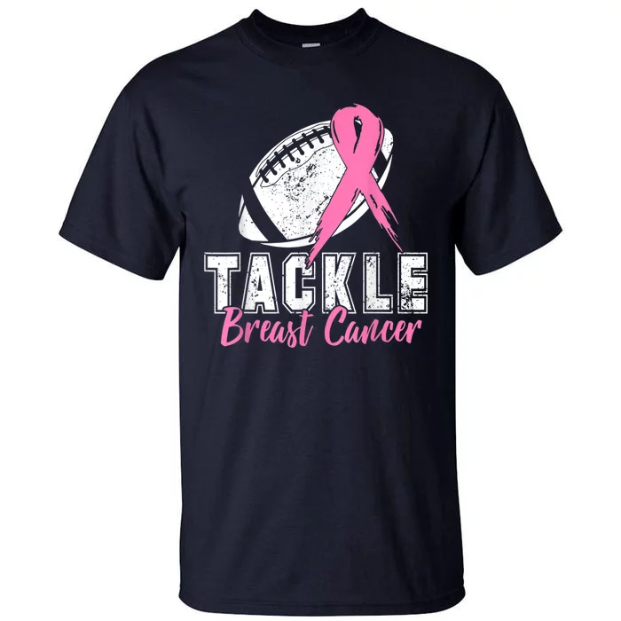 Tackle Football Pink Ribbon Breast Cancer Awareness Tall T-Shirt